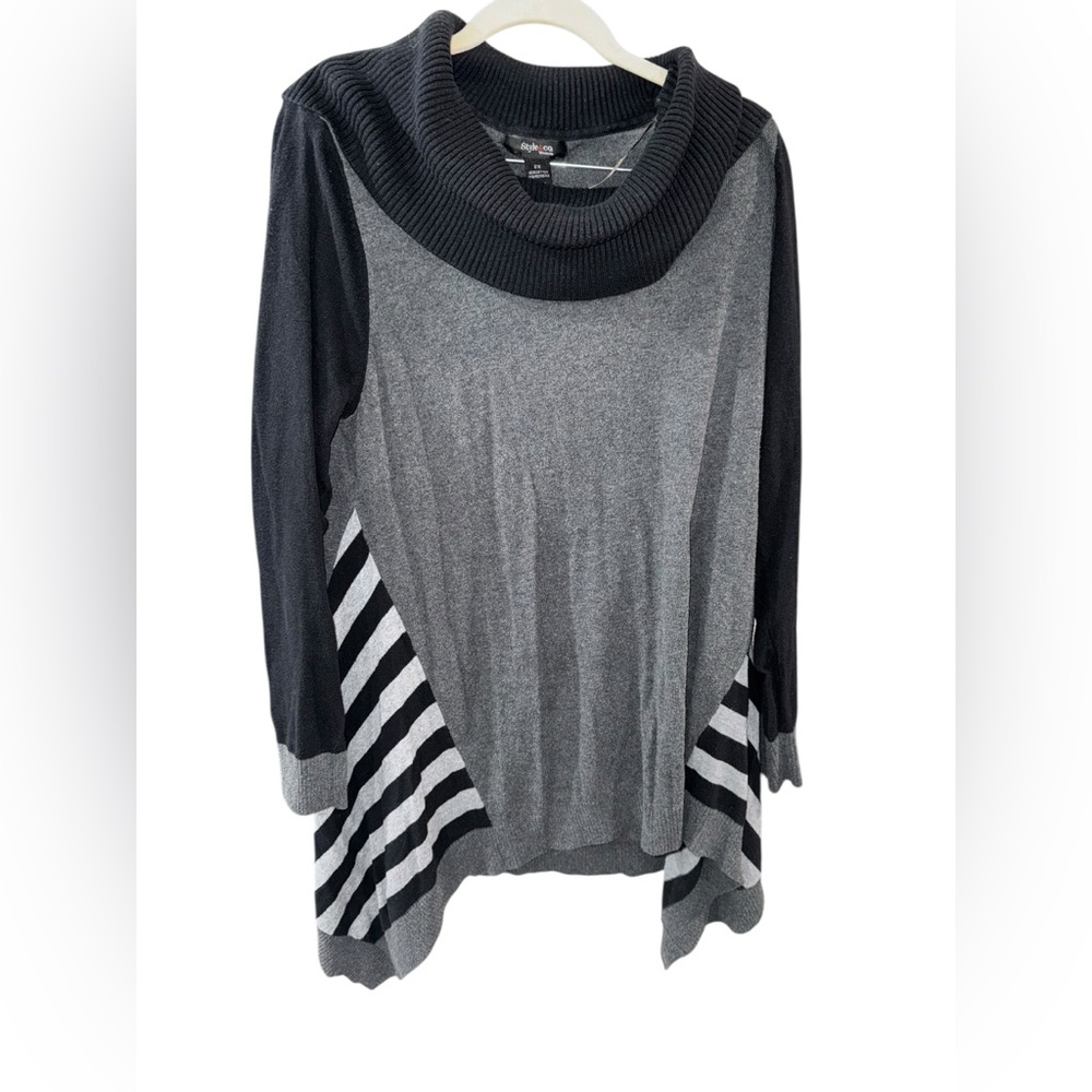 Style & Co. Black‎ and Gray Women's Cowl Neck Sweater